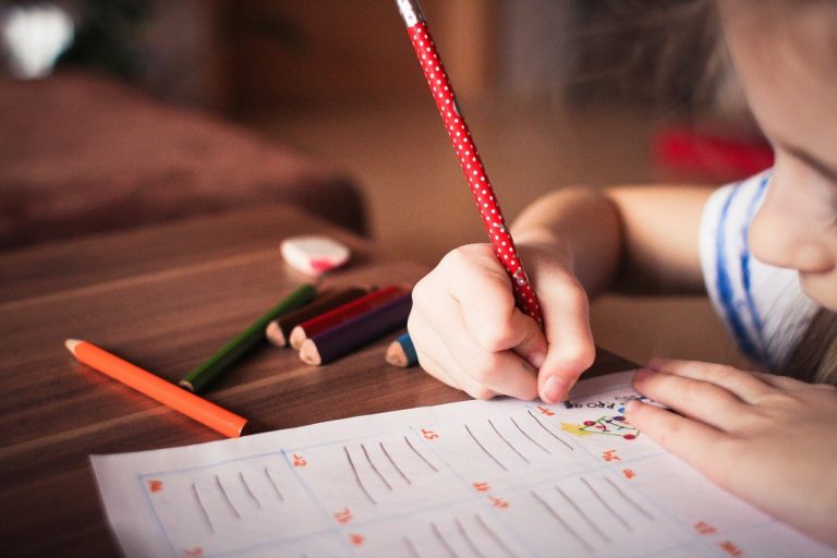 child studying