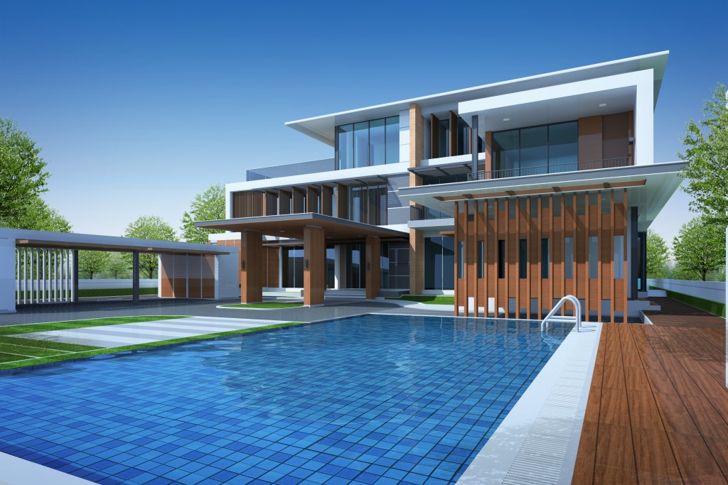 modern house with pool