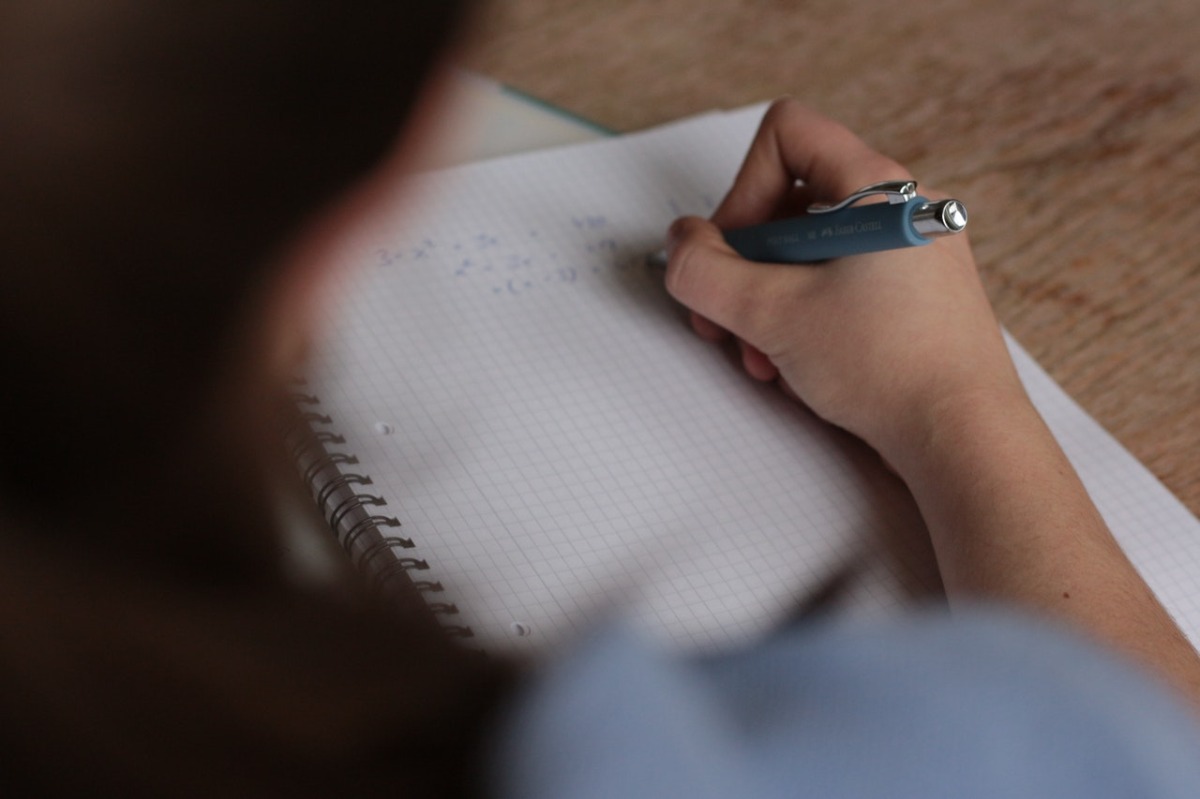 woman taking an exam