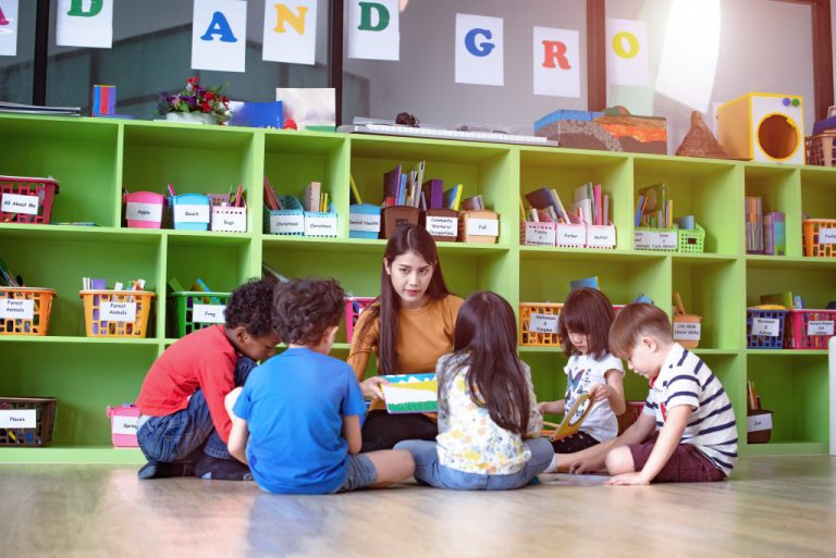 teacher with students
