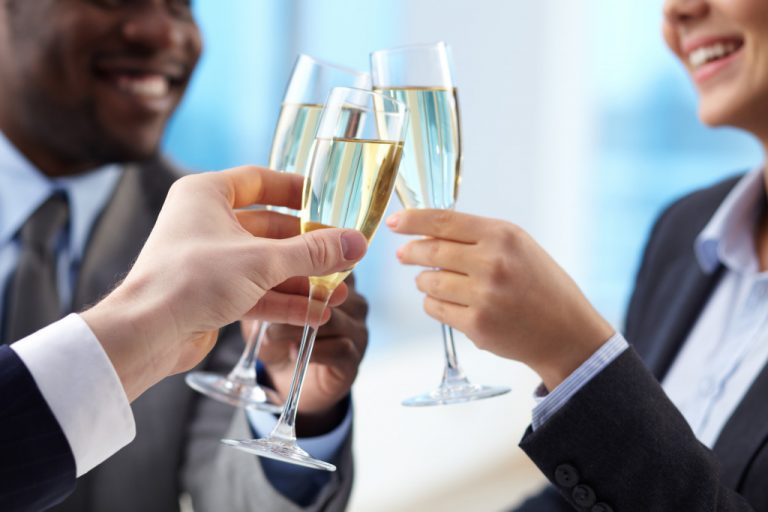 clinking champagne glass
