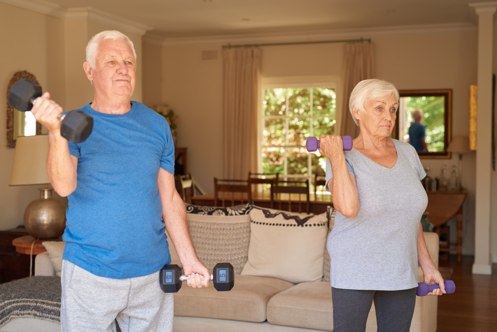 2 seniors working out