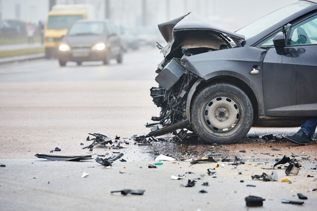 Car crash accident on street