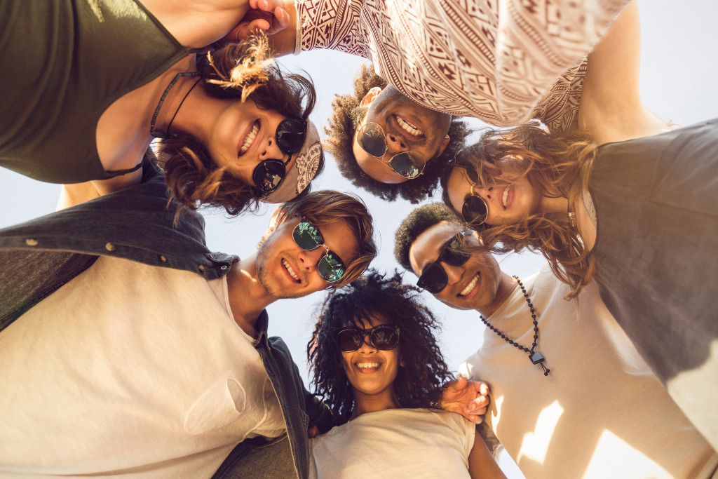 group of peple outdoor happy and socializing