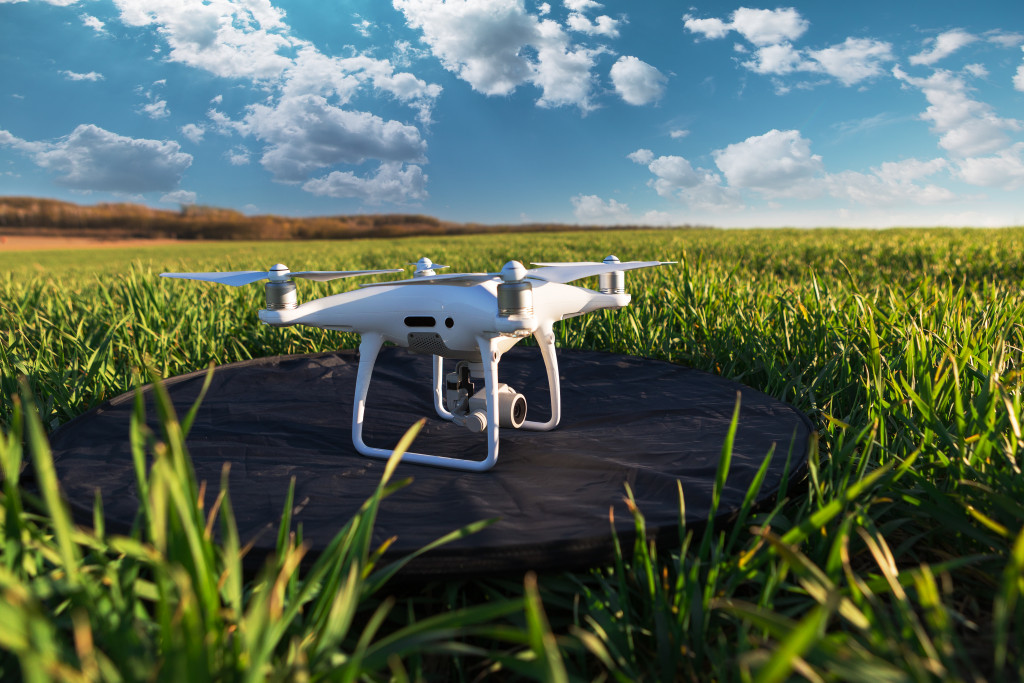 a drone in the middle of a field