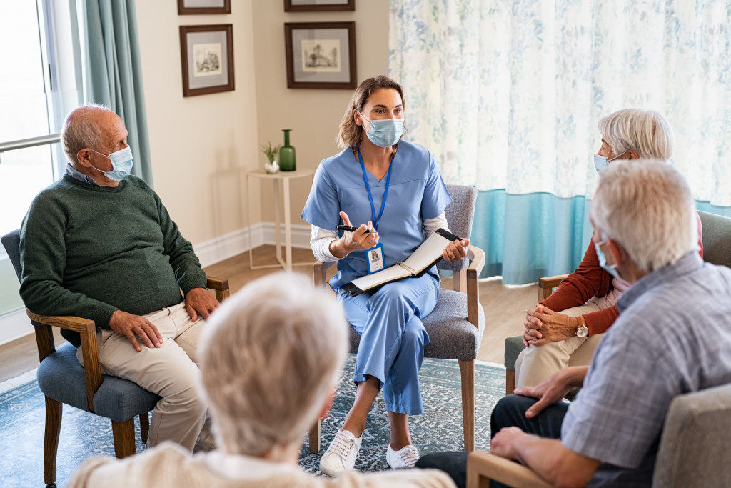 community nurse with senior citizens