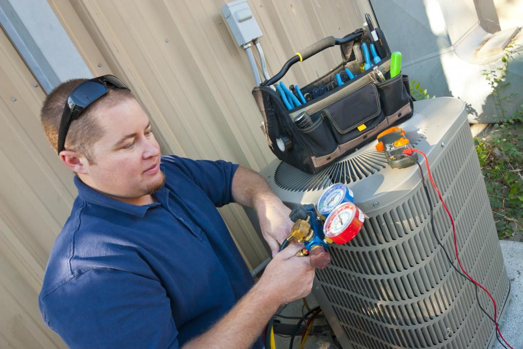 man Checking HVAC systems