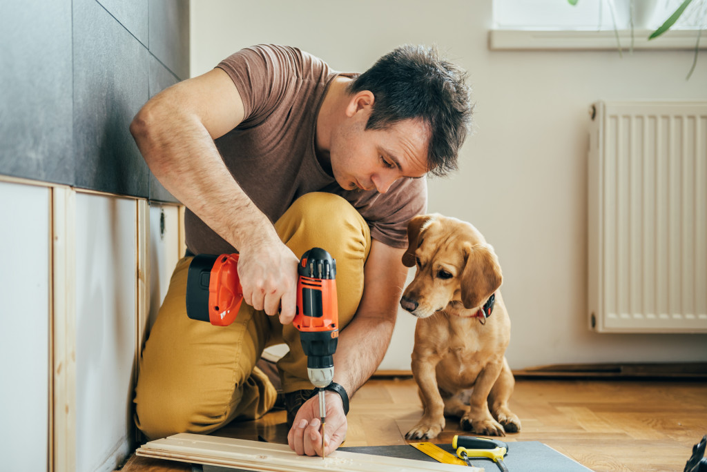 Homeowner performing renovation