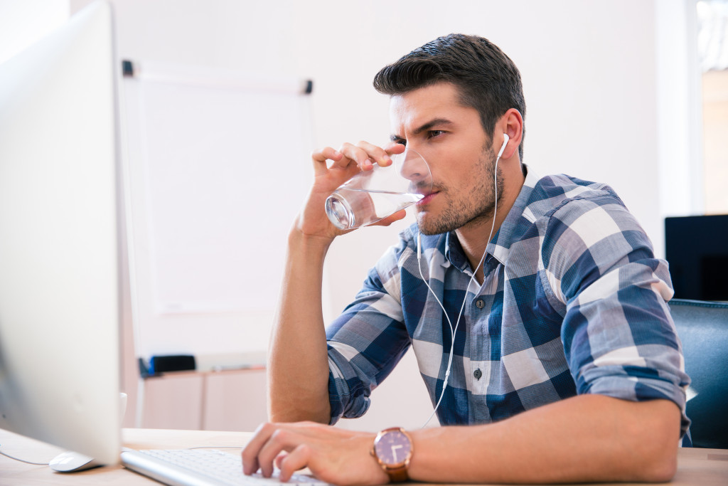 entrepreneur getting hydrated