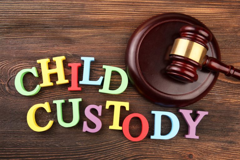 child custody word with gavel family law concept