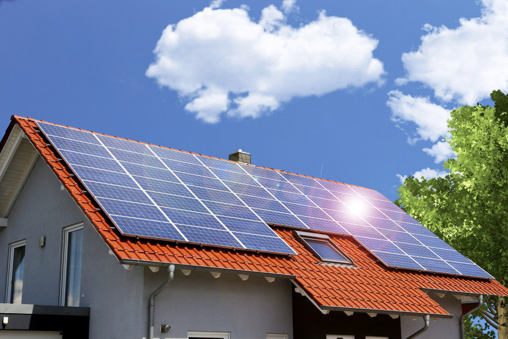 solar panels on roof