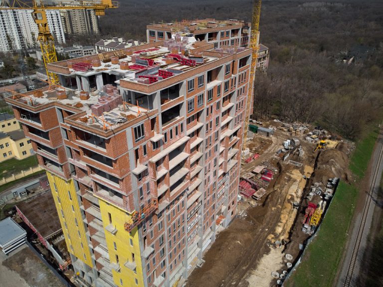 Construction site for a high-rise commercial building