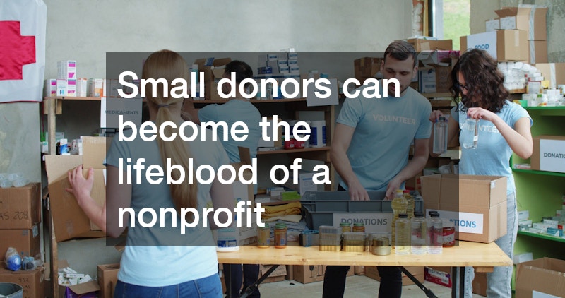 volunteers organizing donations